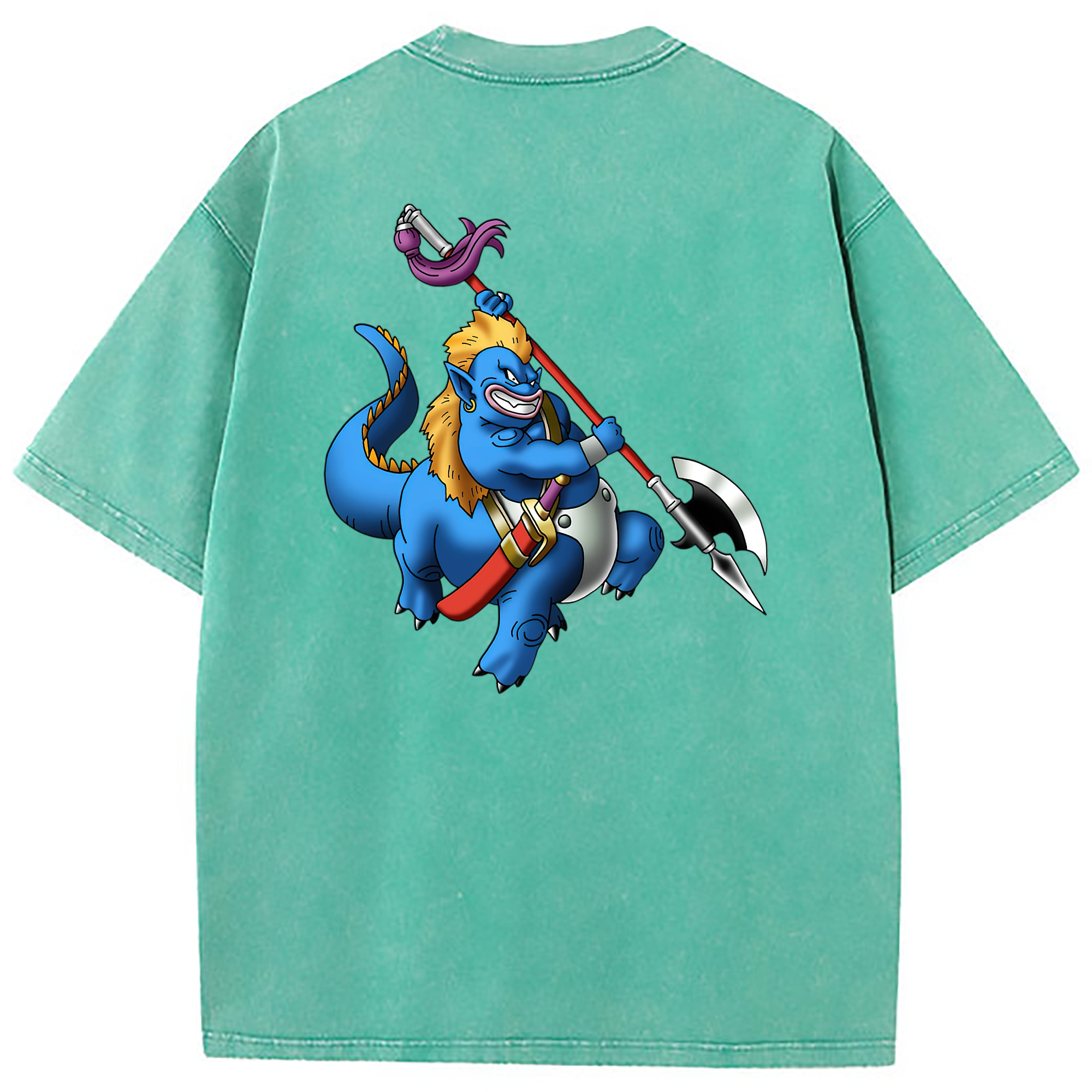 （画像用） ドラゴンクエスト Doragon Kuesuto Dragon Quest 綿100% ヴィンテージ風 半袖Tシャツ（背面プリント）